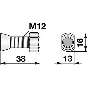 Skrutka + matica M12x38 pluh